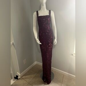 Windsor Strapless Burgundy Sequin Dress